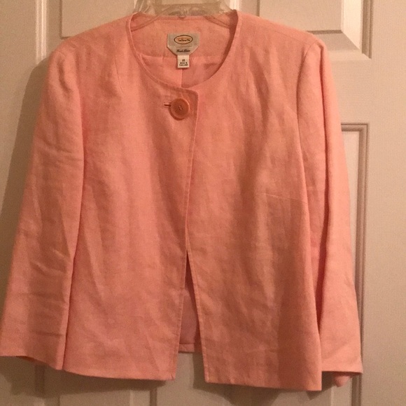 Talbots Jackets & Blazers - Talbots 100% Irish Linen Pink Cropped Jacket